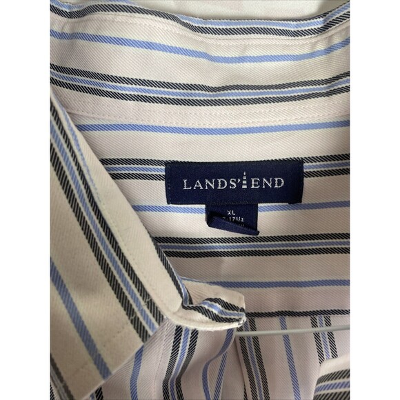 Lands End Shirt Mens Extra Large LongSleeve Cotton Stretch Button Up Striped - Picture 5 of 8